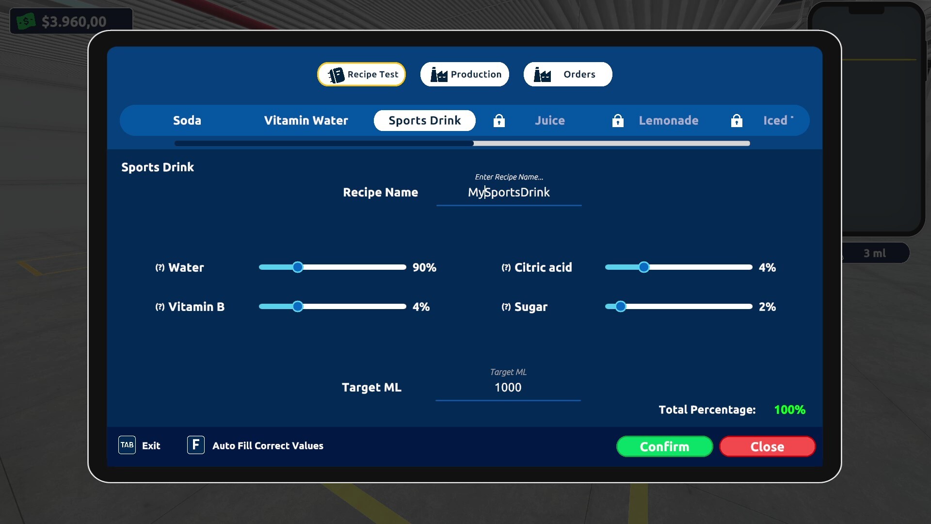 Drink Factory Simulator analysis lab